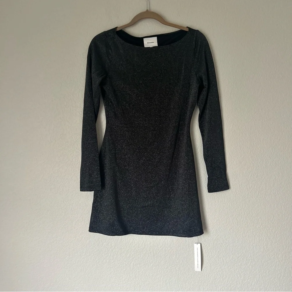 NWT Reformation Jaelynn Knit Dress in Black Sparkle - Picture 2 of 6